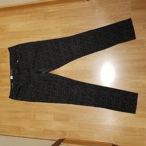Mossimo Fleur de Lis Skinny Jeans, Black and Grey, Size 10